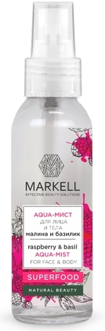 Superfood Aqua-мист для лица и тела малина и базилик 100мл Markell