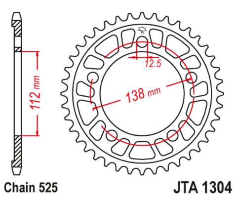 11613-43 звезда задняя (ведомая) алюминиевая, 525, AFAM (JTA1304.43)