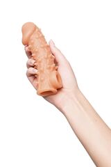 Телесная закрытая насадка с пупырышками Cock Sleeve Size M - 15,6 см. - 