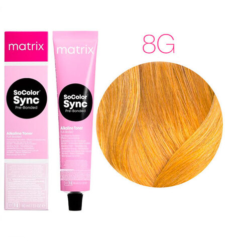 Matrix SoColor Sync Pre-Bonded 8G светлый блондин золотистый, тонирующая краска для волос без аммиака с бондером