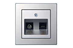 Розетка Телевизионная и Компьютерная (TV+Rj45) Серебро LIREGUS EPSILON