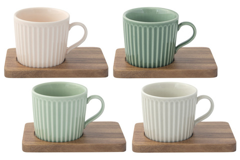 Набор чашек для кофе 4шт 110мл Easy Life Время отдыха зеленый