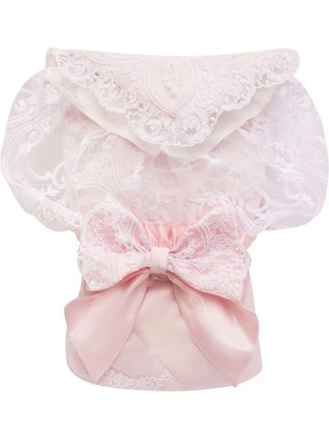 Зимний конверт-одеяло на выписку "Роскошный" (розовый с белым кружевом) без пледа