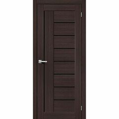 Купить Межкомнатная дверь экошпон Bravo-29 Wenge Melinga стекло чёрное