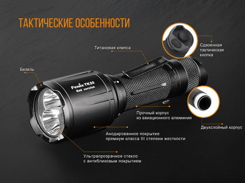Фонарь светодиодный Fenix TK25R, , 1000 лм, 18650 или CR123A