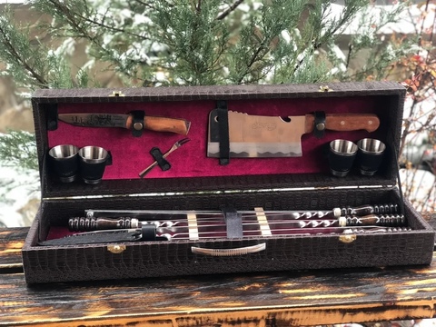 Кизлярский набор шампуров в коробке кожзам "Стандарт-М" №16