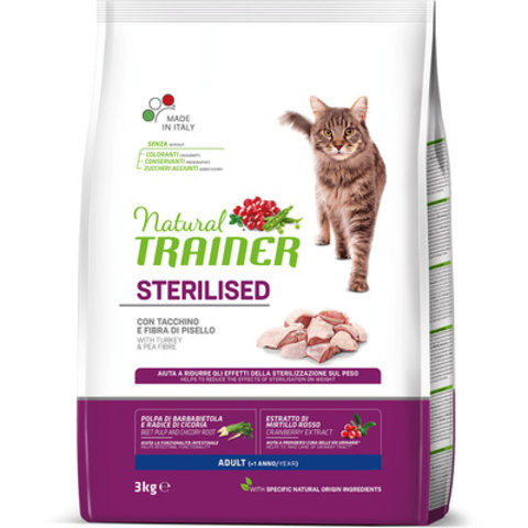 Trainer Natural Adult Sterilised Fresh White Meats сухой корм для взр. кастр. кошек с мясом 3 кг