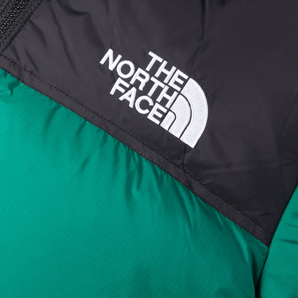 North face nuptse green black on sale