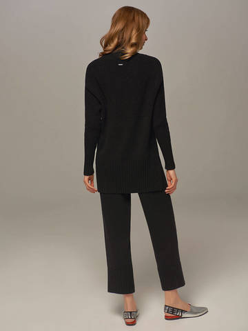 Женский свитер черного цвета с высоким горлом из шерсти и кашемира - фото 3