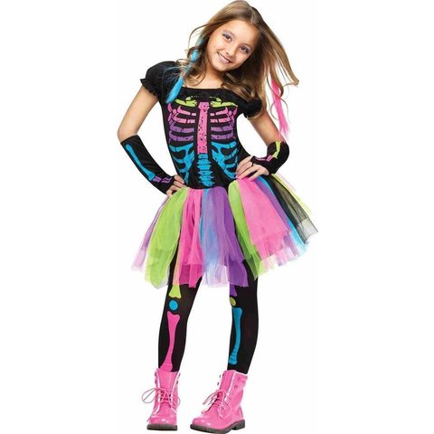 Радужный Скелет костюм для девочки