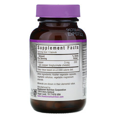 Bluebonnet Nutrition, Медь в хелатной форме, 90 растительных капсул