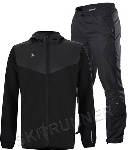 Костюм ветрозащитный Noname Hybrid Run Endurance 23 UX Black с прямыми брюками