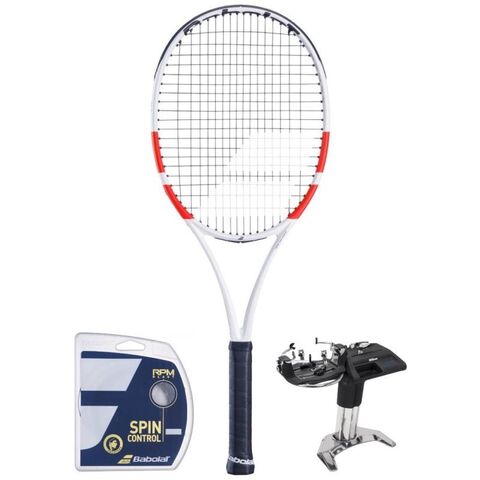 Теннисная ракетка Babolat Pure Strike 98 16/19 - white/red/black + струны + натяжка в подарок