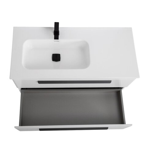 Cezares ECO-CER-N-1000-2C-SO-BL-R ECO-CER-N База под раковину подвесная с двумя выкатными ящиками, правосторонняя, Bianco Lucido, 1000x457x500, ECO-CER-N-1000-2C-SO-BL-R