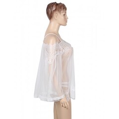 Прозрачная туника с цветочным принтом белая (размер XS-S)