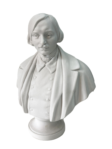 Скульптор  В.Б. Пинчук (1908-1987). Николай Васильевич Гоголь. Фарфоровый бюст. Бисквит. ЛФЗ.