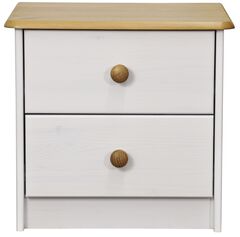 Dipriz Тумба прикроватная Хаба из сосны, 2 ящика, белый/антик