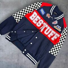 Бомбер, унисекс, хлопок, подкладка флис с начёсом, размер 46-54, цвет тёмно-синий с красным