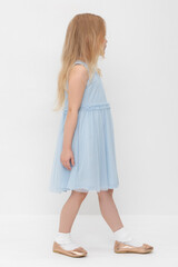 платье  для девочки  КР 5734-1/голубой,любимые ромашки к563