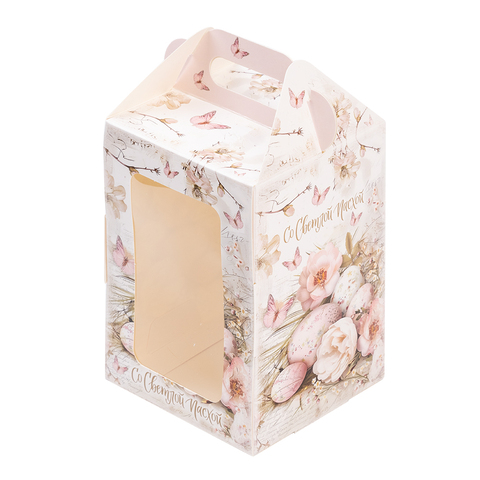 Коробка для кулича с окном и ручкой 