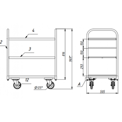 Тележка многоярусная с двумя ручками ТЯ 1 (500х800) 125-Ч