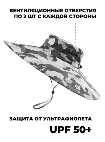 Картинка шляпа Skully Wear extra wide Brim white camo - 5