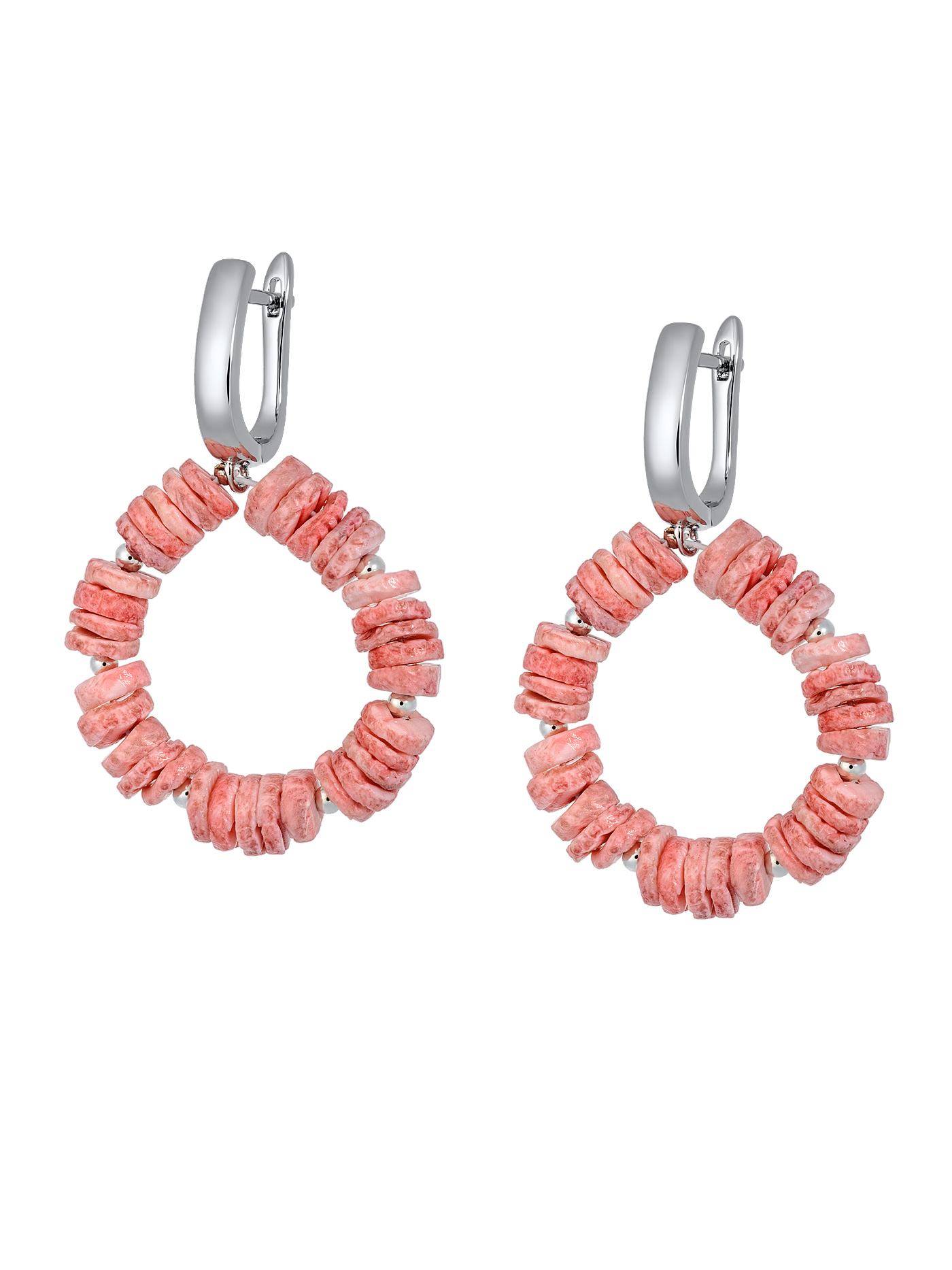 Серьги кольца с кораллом