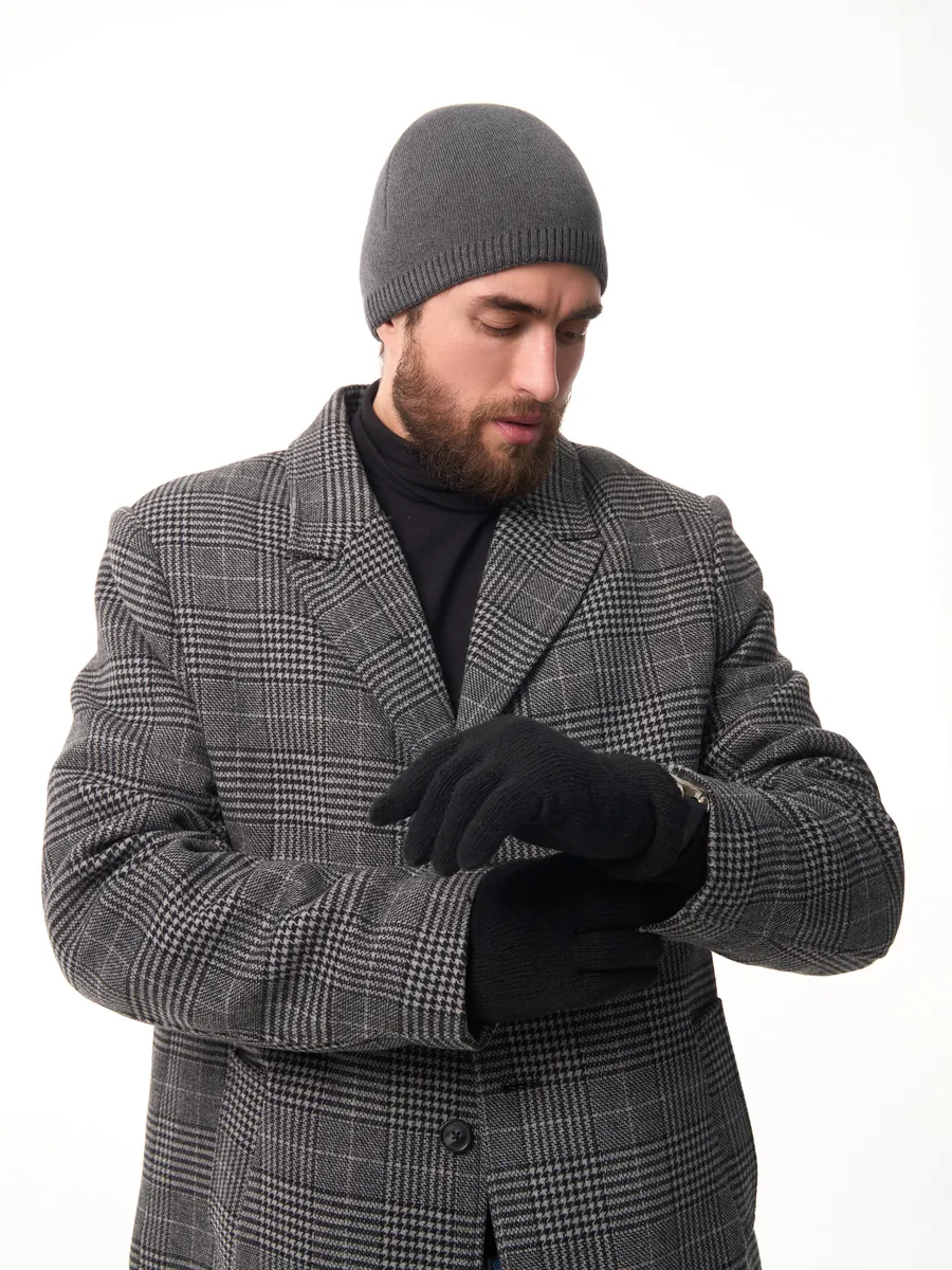 Шапка зимняя на флисе вязаная осень