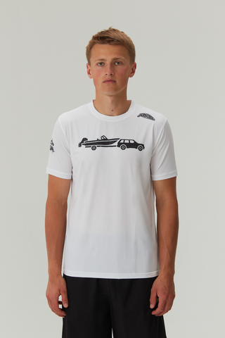 Футболка "Машина и лодка" белый цвет