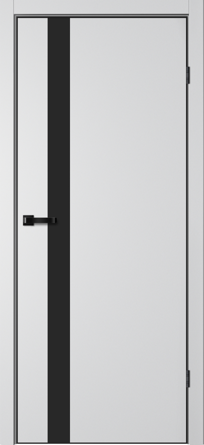 Дверь межкомнатная Сибирь Профиль Тринити TR-06 (алюминиевая кромка с 4х сторон черная + встроенный магнитный замок), цвет сильвер, эмалит, остекленная
