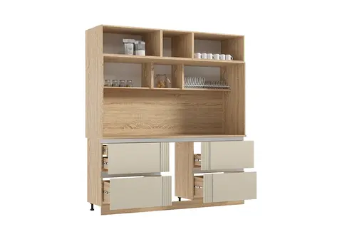 МДФ Кухня Карина Центральная секция 2050 (с местом под МП) (Пластер Аворио, сонома)