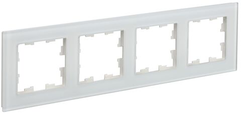 BRITE Рамка 4-мест. РУ-4-2-Бр стекло бел. матовый IEK