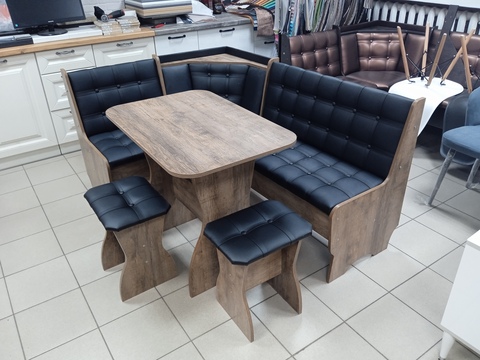 Кухонный уголок Аленка 17 дуб самдал / кожзам черный