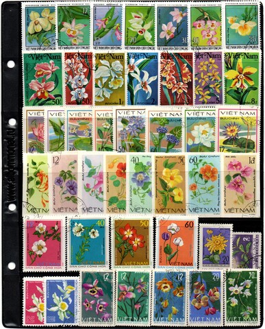 Подборка серий марок - Вьетнам - Цветы - 48 штук - гашеные