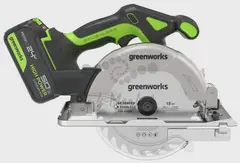 Дисковая пила аккумуляторный Greenworks GD24CS165, 24V,б/щет, 165х20 мм, 4800 об/мин, рез 57 мм, 1х5Ач, ЗУ, кор (1501607CUG)