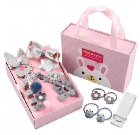 Подарочный набор заколок для девочек, цвет серый, 18 предметов