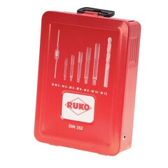Набор метчиков однопроходных M3 -M12 HSS-G DIN352 (+ вороток, сверла) 15пр Ruko 245004