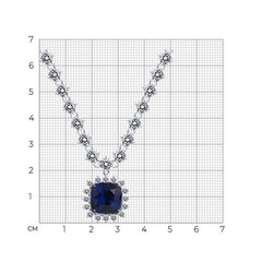 94071004 - Колье из серебра с крупной подвеской из фианита сапфирового цвета