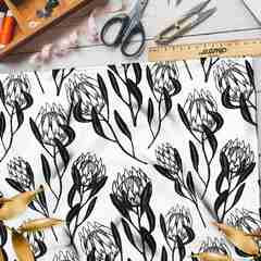 Ткань поплин контрастные бутоны