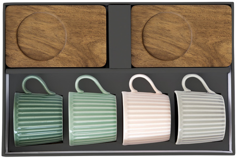 Набор чашек для кофе 4шт 110мл Easy Life Время отдыха зеленый