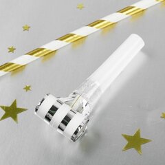 Язычки-гудки, Полосы, Белый/Серебро, 11 см, 6 шт.