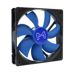 Вентилятор Mastero MF-120, 120мм, 1500rpm, 3-pin+Molex, черный-синий, 44CFM, 22дБ, антивибропрокладки (MF120BFV1)