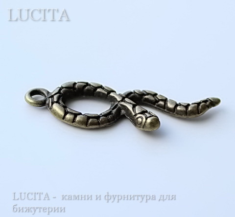 Подвеска "Змейка" (цвет - античная бронза) 34х11 мм ()