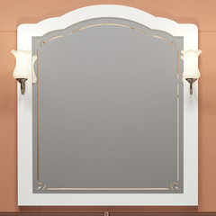 Зеркало ЛОРЕНЦО 100, белый с бежевой патиной