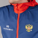 Беговой ветрозащитный костюм с капюшоном Nordski Run Light Patriot 2022 с прямыми брюками