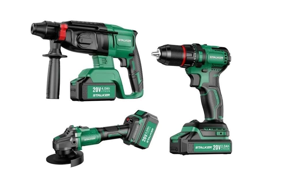 Набор аккумуляторного инструмента STALKER Kit (AG20-125 Li BL+D20 Li+RH20 Li BL)