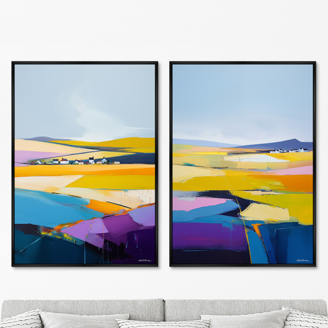 ArtNoMore - Набор из 2-х репродукций картин на холсте Landscape Collection, Lines of fields, 2024г.