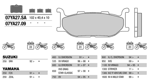 07YA27SA колодки тормозные МОТО(FDB781)