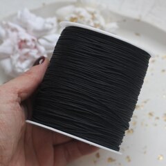 Шнур нейлоновый для плетения браслетов, черный, 1 мм,  1 метр, ШН009