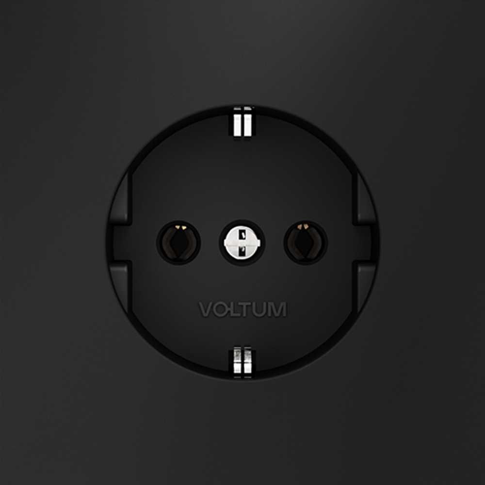 Розетка встраиваемая Voltum S70 с заземлением 16А, (черный матовый) VLS040108